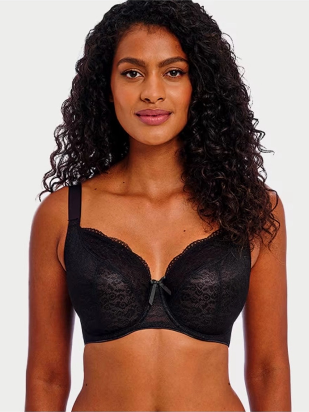 New FREYA FRANCIS Black Lace Plunge Bra Size 34K